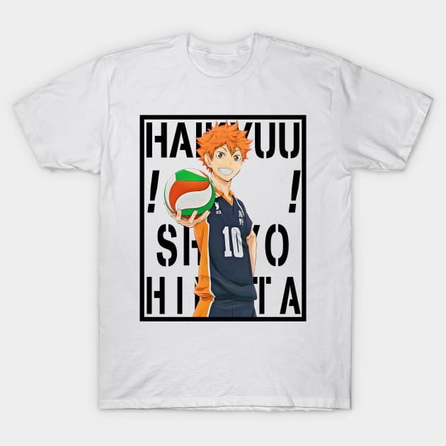 Haikyuu!!: Shoyo Hinata - Background Text(Black) T-Shirt by InalZ